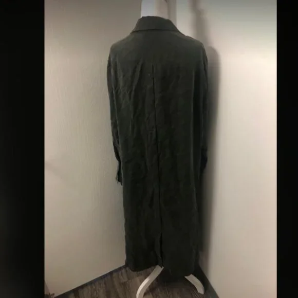 AllSaints Anya Green Shirt Dress Buttoned Sz L - Picture 8 of 9